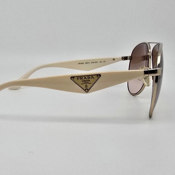 Prada SPR53Q ZVN-0A6 Pale Gold Frame Brown Gradient Lens Aviator Sunglasses 60mm - Picture 5 of 12